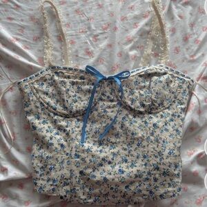 Floral bustier cami cottagecore tank dainty floral bow top